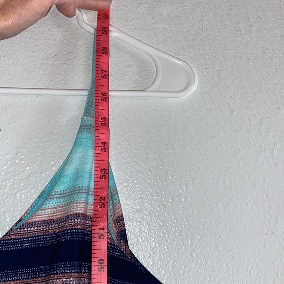 24/7 Maurices Size Small Maxi Dress. Light Blue/coral/black Made in Indonesia - Picture 6 of 7